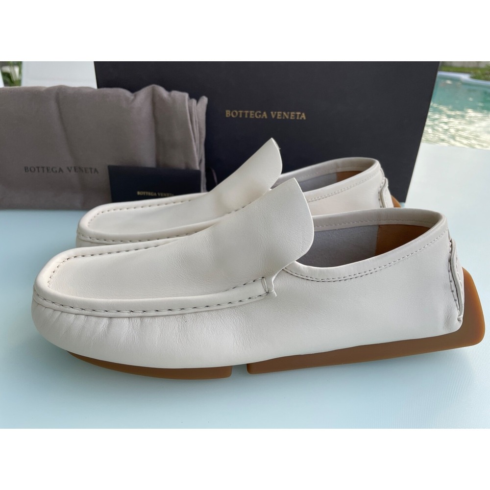 Bottega Veneta 620313 Mens Chester Calf Trench White Leather Loafer Shoe size 39 - Picture 1 of 10
